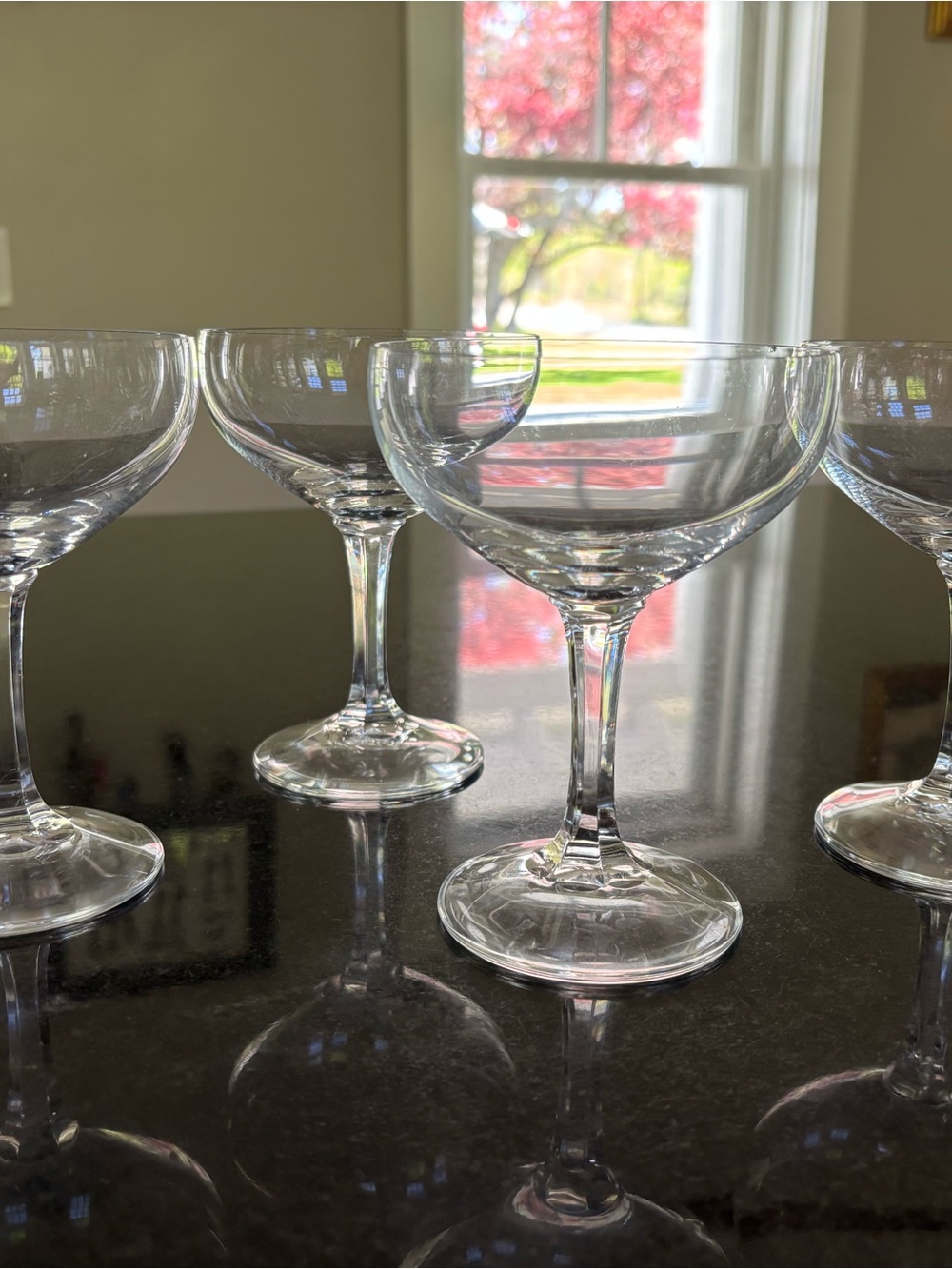Clear Crystal Coupe Glasses - Set of 4